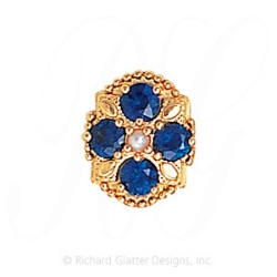 GS526 PL/S - 14 Karat Gold Slide with Pearl center and Sapphire accents 